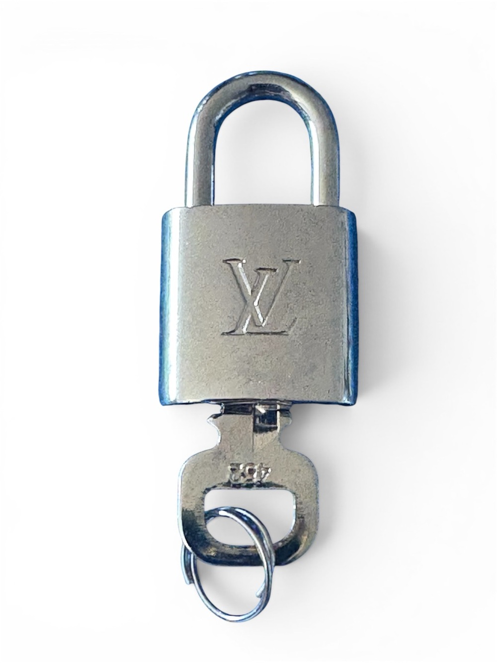 Louis Vuitton Silver-Tone LV Padlock Key Holder - # 452